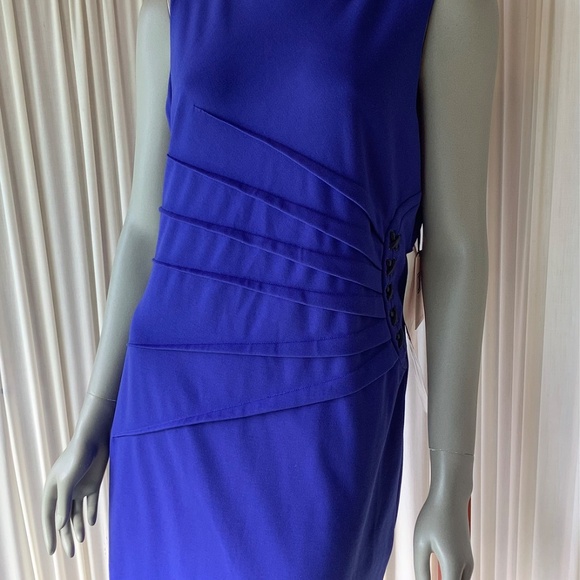 Ivanka Trump Sleeveless Pleated Sheath Dress Royal Blue Women's Size 14 NWT - Picture 3 of 10